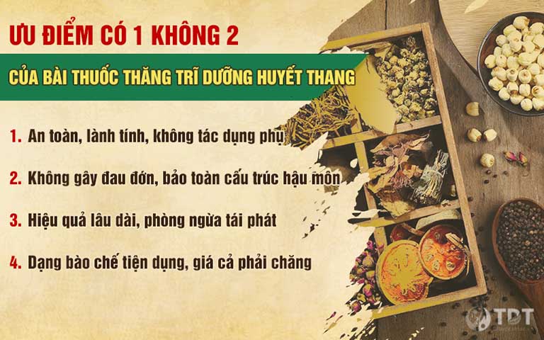 Những ưu điểm vượt trội của bài thuốc Thăng trĩ Dưỡng huyết thang