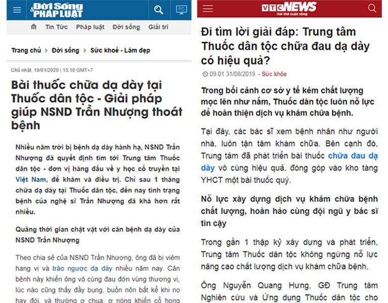 Báo chí đưa tin về Sơ can Bình vị tán của Thuốc dân tộc