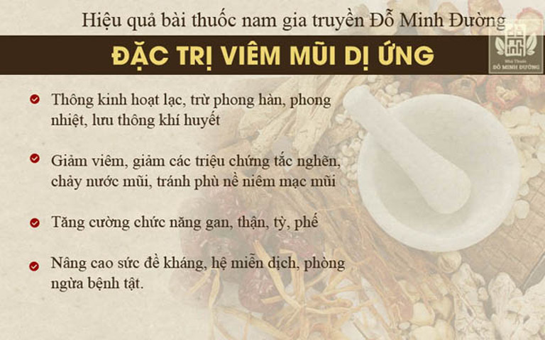 Chữa viêm mũi dị ứng bằng thuốc nam Đỗ Minh Đường mọi người sẽ nhận được kết quả đúng mong đợi