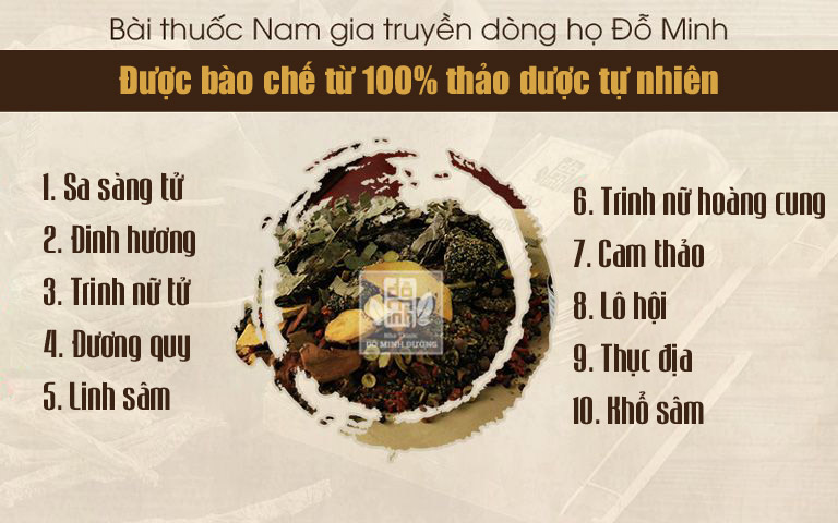 Thành phần bài thuốc Phụ khang Đỗ Minh