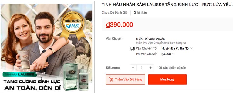 Tinh hàu nhân sâm Lalisse lừa đảo Shopee