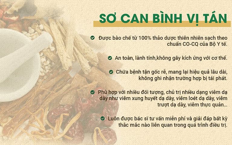 Ưu điểm bài thuốc Sơ can Bình vị tán