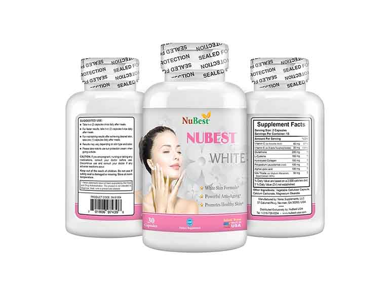 Viên uống Nubest White có công dụng mang tới làn da trắng sáng, láng mịn cho mọi khách hàng